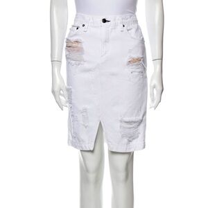 Rag & Bone White Distressed Denim Pencil Skirt XS